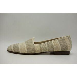 Cole Haan Brown Beige Stripe Dress Casual Low Heel Flats Shoes Women's 6 B